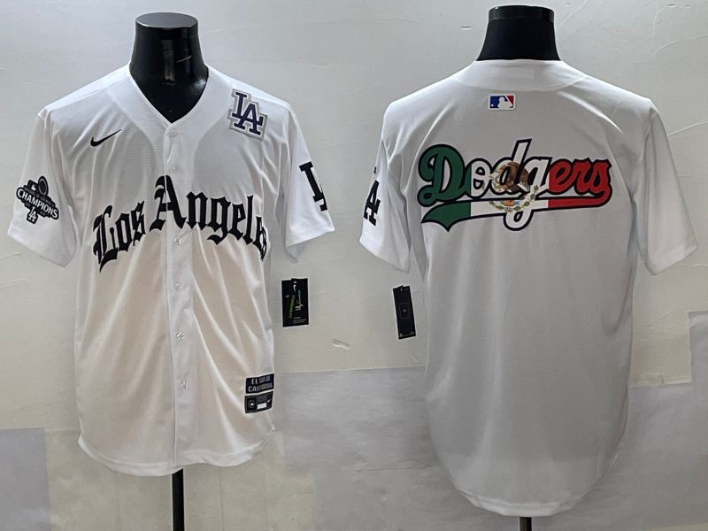 Men Los Angeles Dodgers Blank White Five generations Joint Name 2025 Nike MLB Jersey style 49